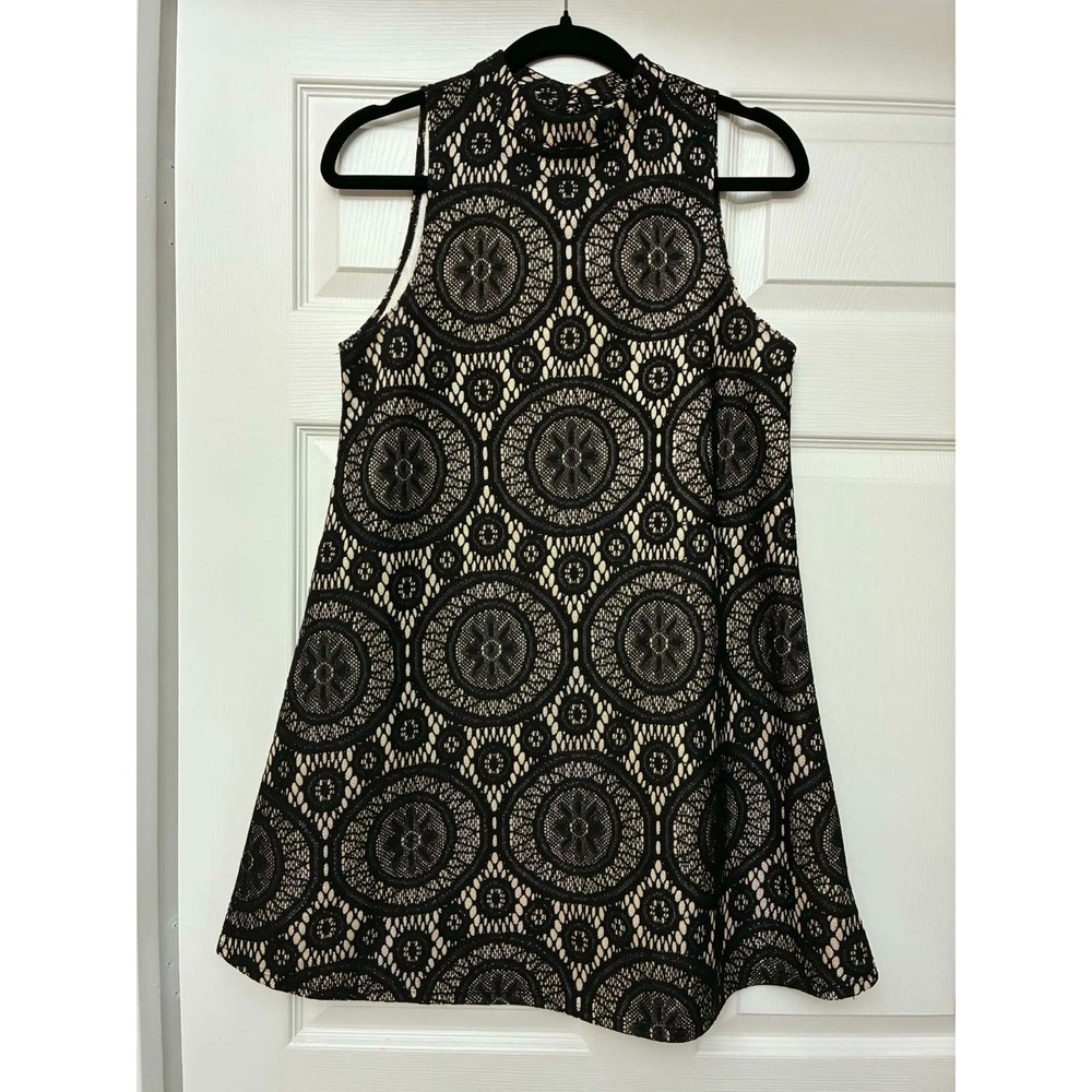 Love Fire Black Lace Dress Small Sleeveless A Line Keyhole Mock Neck‎